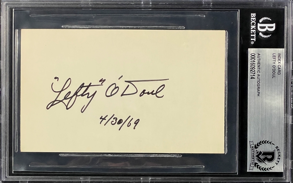 Left ODoul Signed Index Card (BAS)