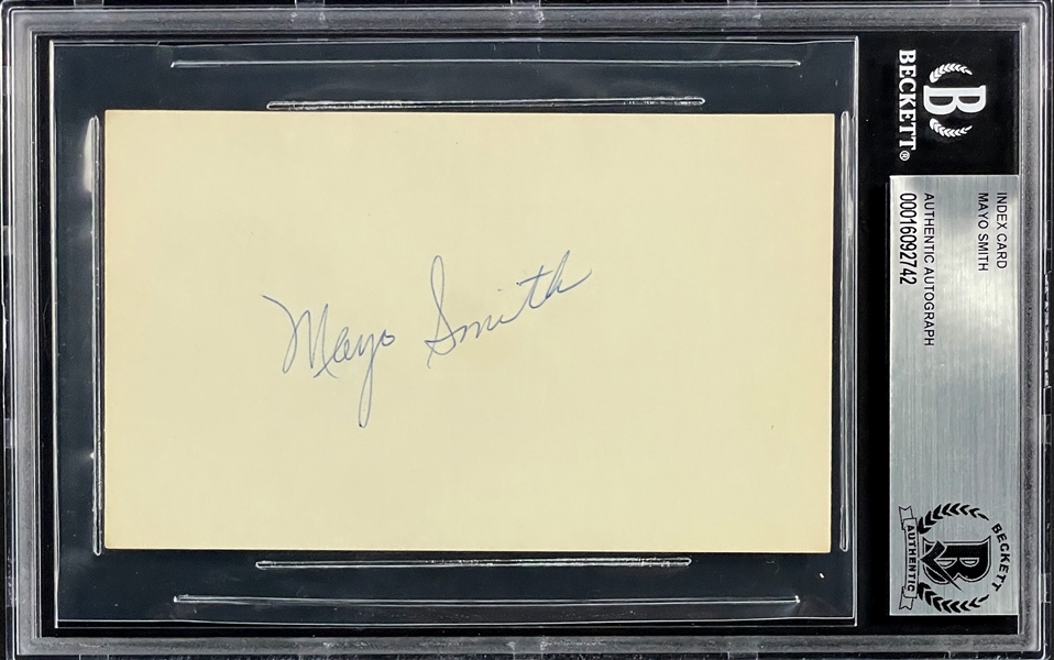 Mayo Smith Signed Index Card (BAS)