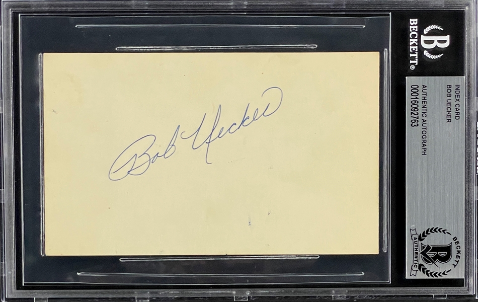 Bob Uecker Signed Index Card (BAS)