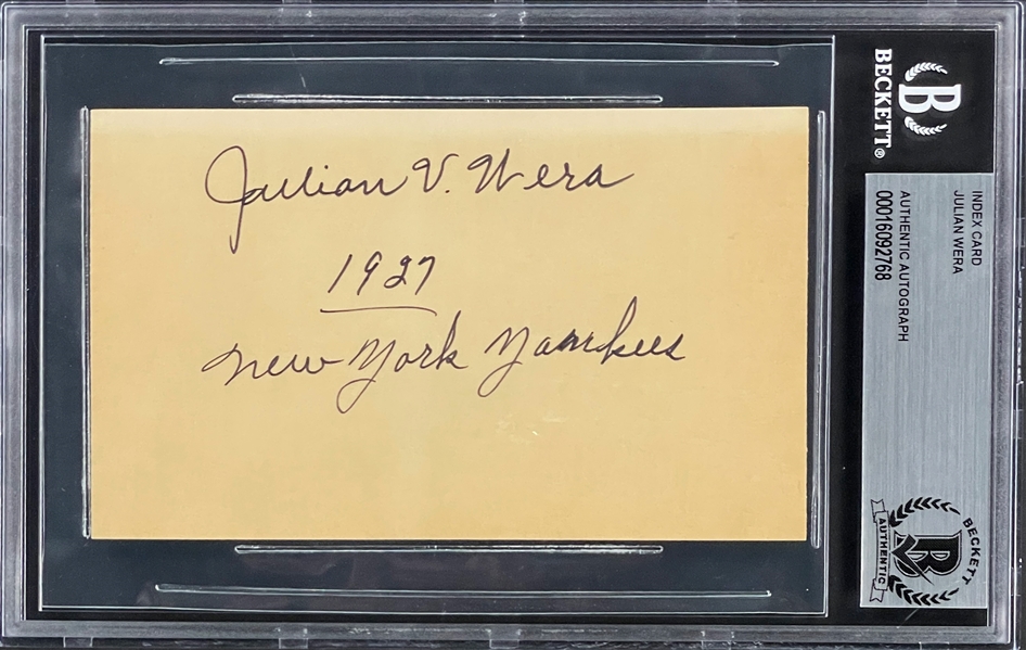 Julian Wera Signed Index Card (BAS)