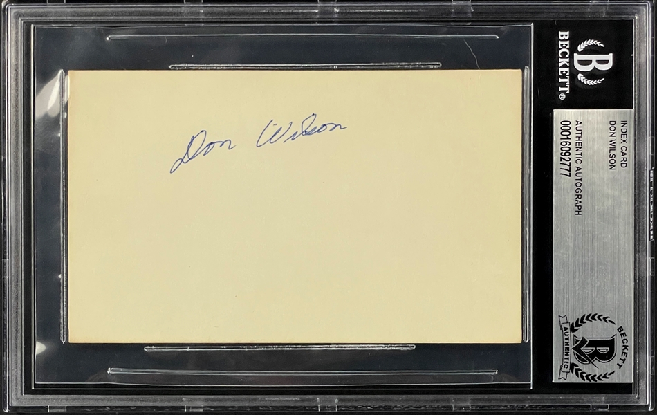 Don Wilson Signed Index Card (BAS)