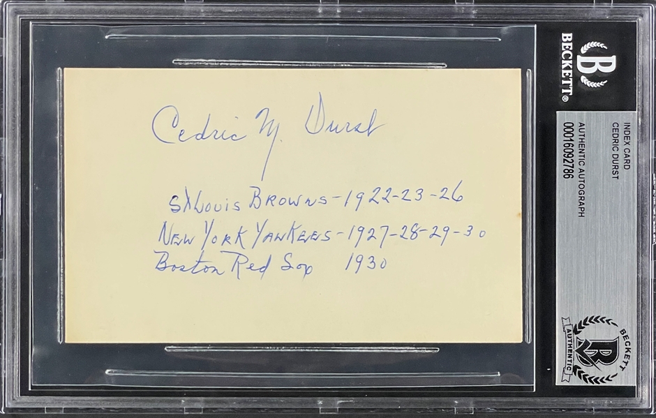 Cedric Durst Signed Index Card (BAS)