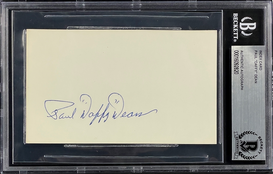 Paul "Daffy" Dean Signed Index Card (BAS)