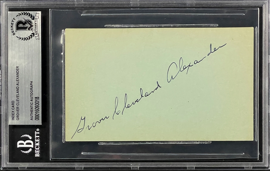 Grover Cleveland Alexander Signed Index Card (BAS)