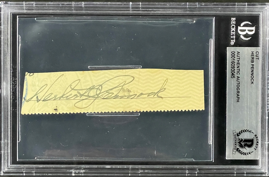 Herb Pennock Cut Signature (from Check) (BAS)