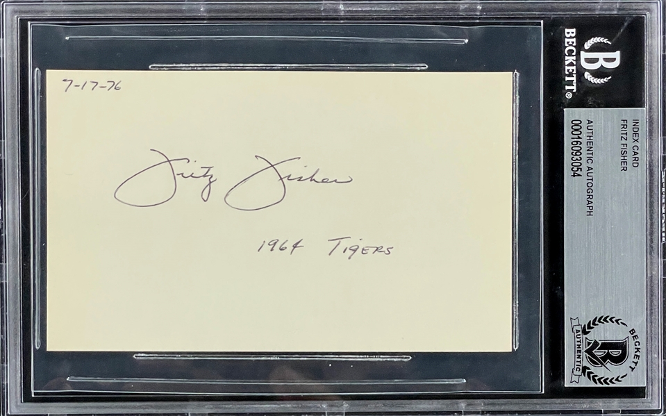 Fritz Fisher Signed Index Card (BAS)