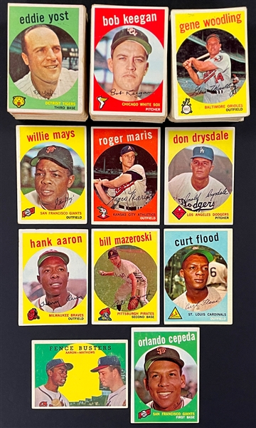 1959 Topps Baseball Partial Set (313/572) Plus 76 Duplicates