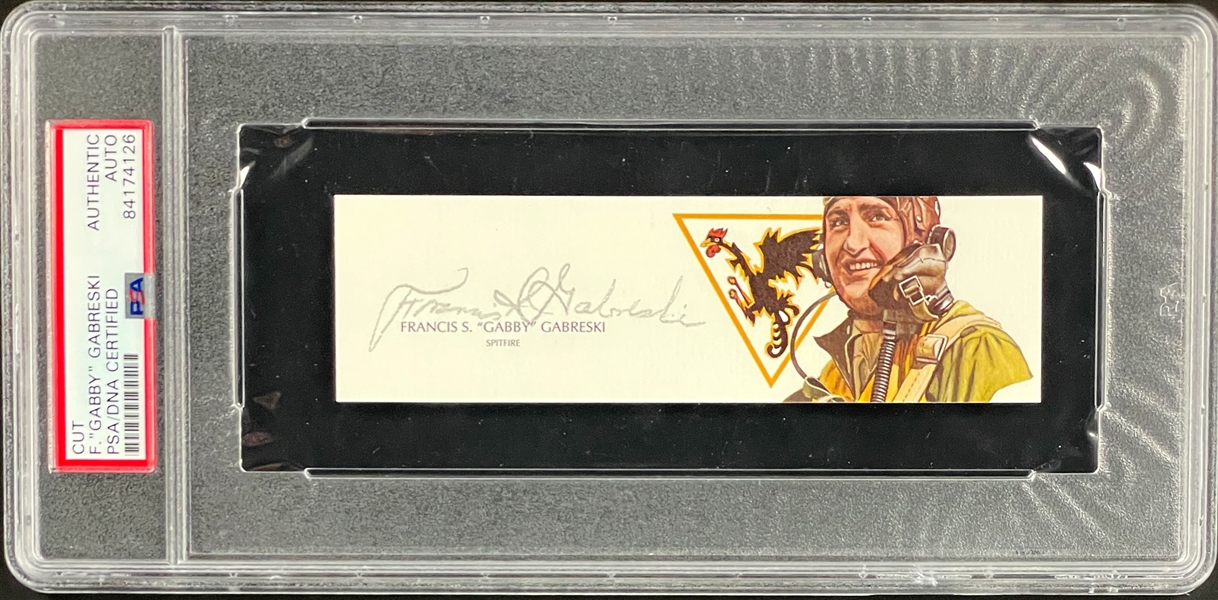 Gabby Gabreski Cut Signature - WWII and Korean War Flying Ace - Encapsulated Authentic by PSA/DNA