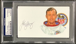 Apollo 16 Astronaut John Young Signed Pictorial Index Card - Encapsulated Authentic by PSA/DNA