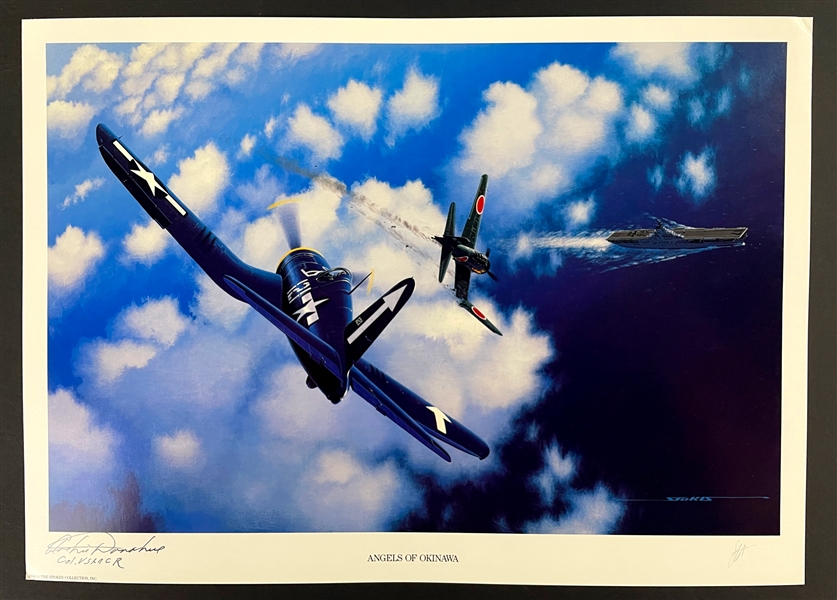 Archie Donahue Signed "Angels of Okinawa" Stan Stokes Aviation Artwork (AI Verified)