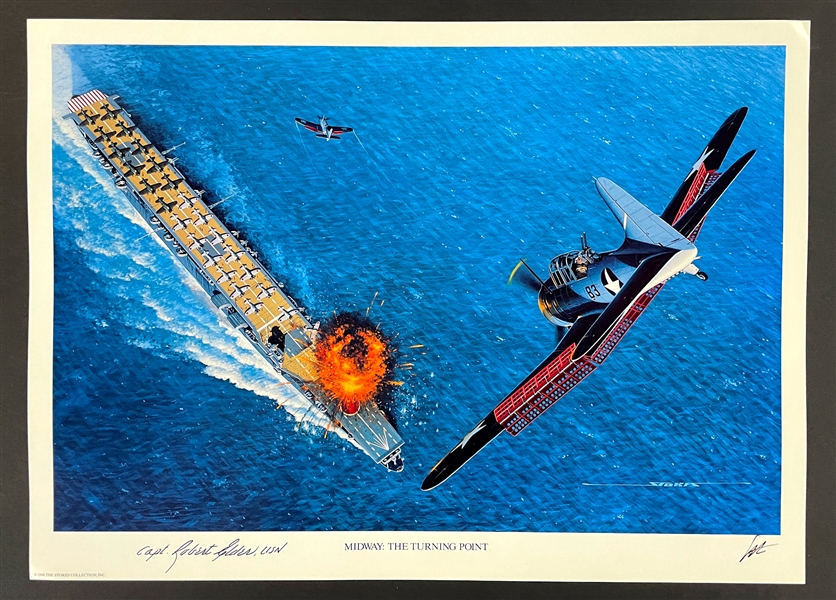 Robert Elder Signed "Midway: The Turning Point" Stan Stokes Aviation Artwork (AI Verified)