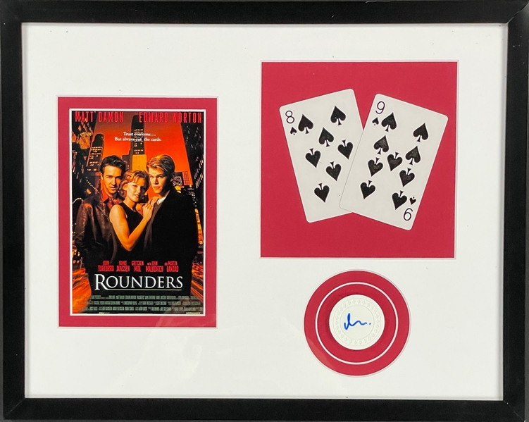 Matt Damon Signed Poker Chip in <em>Rounders</em> Framed Display (PSA/DNA)
