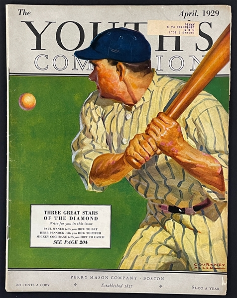 1929 <em>The Youths Companion</em> with Babe Ruth Cover - Very Tough Oversized 20s Magazine