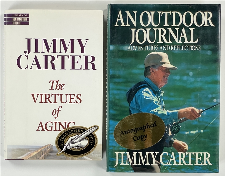 President Jimmy Carter Signed Books - <em>The Virtues of Aging</em> and <em>An Outdoor Journal</em> (BAS)