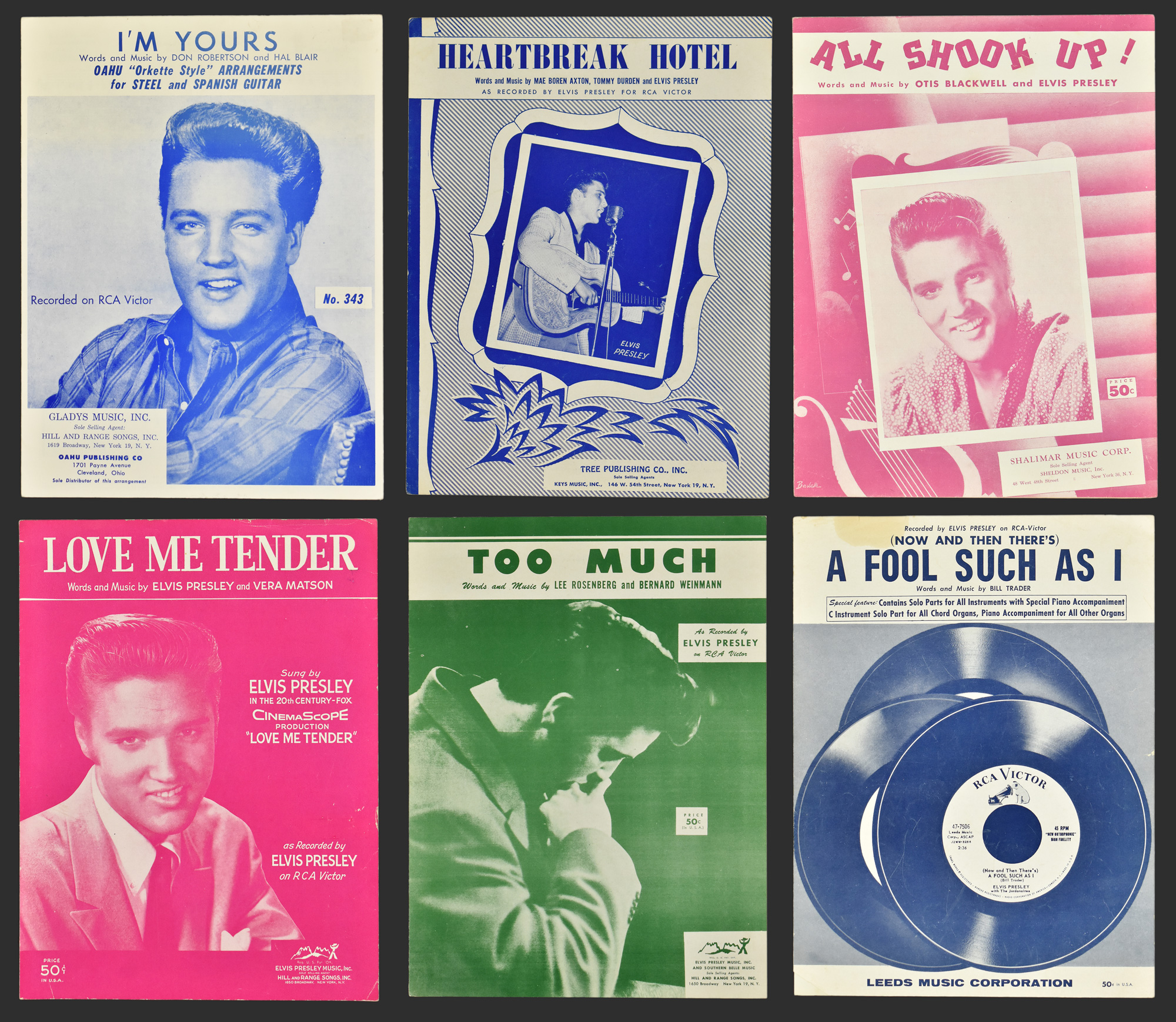 Vtg. ELVIS PRESLEY Love Me 1954 & Love Me Tender 1956 Piano & Vocal Sheet  Music