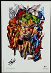 Stan Lee Signed Marvel Superheroes Poster - J. Scott Campbell/Scott Ruffino Artwork (BAS)