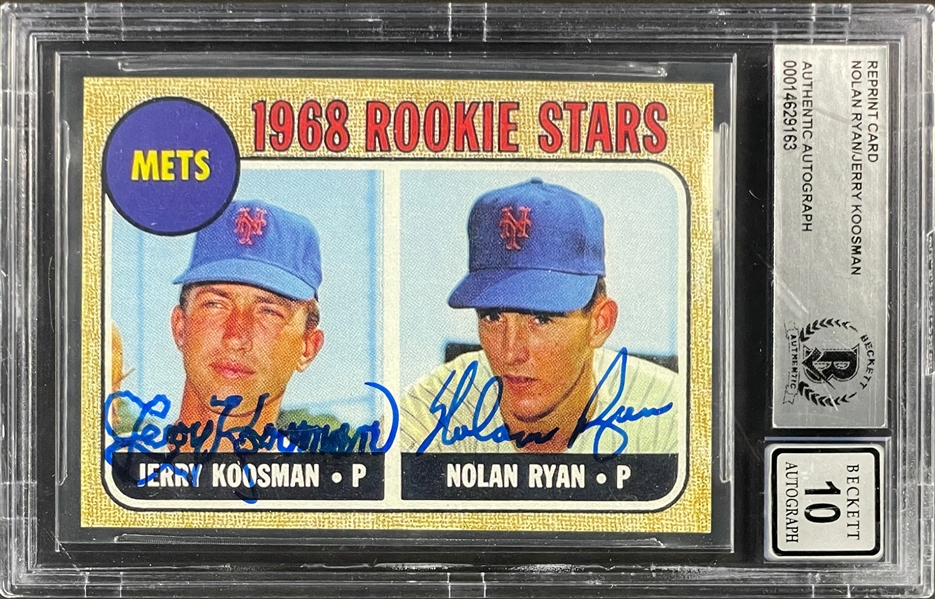 Nolan Ryan Signed 1968 Topps Reprint Rookie Card - Encapsulated Beckett "10" Autograph