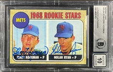 Nolan Ryan Signed 1968 Topps Reprint Rookie Card - Encapsulated Beckett "10" Autograph