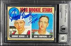 Johnny Bench Signed 1968 Topps Reprint Rookie Card - Encapsulated Beckett "10" Autograph