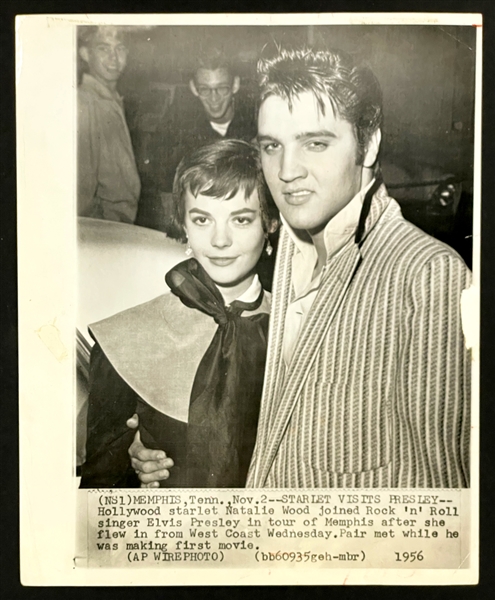 1956 Elvis Presley and Natalie Wood Original News Service Wire Photo