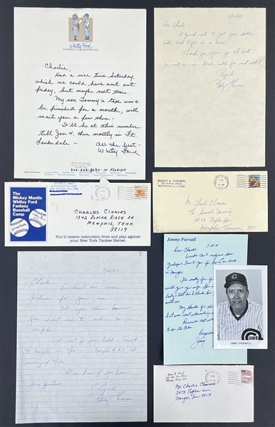 Baseball Hall of Famer and Superstar Signed Letter Collection of Nine Incl. Whitey Ford, Bobby Thompson and Others (BAS)