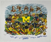 University of Michigan “Hail to the Victors” Limited Edition (2/65) Artists Proof Giclee Signed by Desmond Howard, Anthony Carter, Tyrone Wheatley and Others