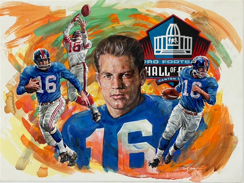 Original Doug West Painting of Frank Gifford - Commissioned by The Pro Football Hall of Fame