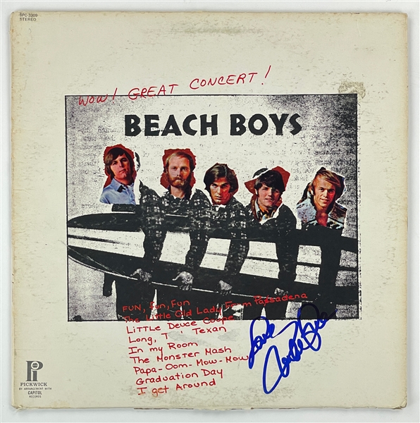 Mike Love Signed Beach Boys Live 1972 LP <em>Wow! Great Concert! Beach Boys Concert</em> (BAS)