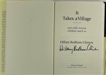 Hillary Clinton Signed 1996 Book <em>It Takes a Village</em>