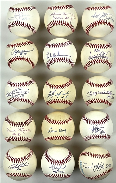 Hall of Famers Outfielders Single Signed Baseball Collection of 25 (BAS) Incl. Willie Mays, Tony Gwynn and Others