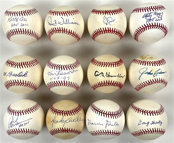 Hall of Famers and Ford Frick Honorees Single Signed Baseball Collection of 20 (BAS) Incl. Jack Buck, Tommy Lasorda and Others