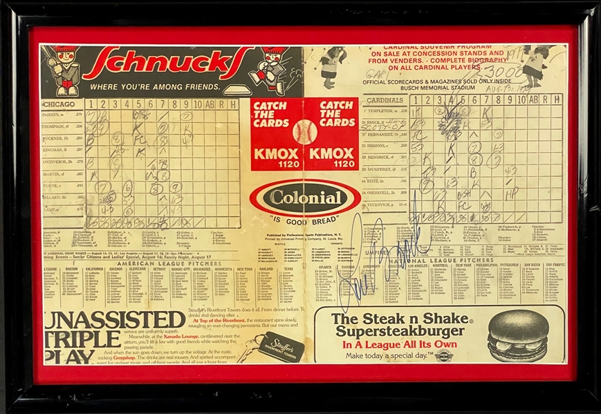1979 Lou Brock Signed 3,000th Hit St. Louis Cardinals Program (BAS)