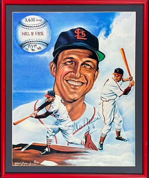 Stan Musial Signed Hall of Fame Stats Poster (Beckett)