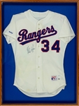 Nolan Ryan Signed Texas Rangers Rawlings Game Issued Specs Jersey in Framed Display (Beckett)