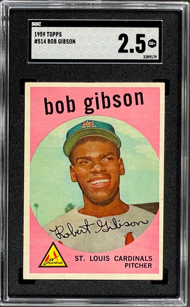 1959 Topps #514 Bob Gibson Rookie Card - SGC GD+ 2.5