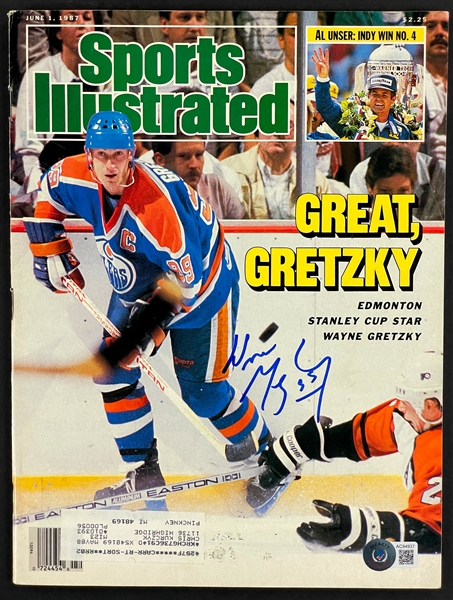 Wayne Gretzky Signed 1987 <em>Sports Illustrated</em> - Edmonton Stanley Cup Winners (Graded 10 by Beckett Authentic)