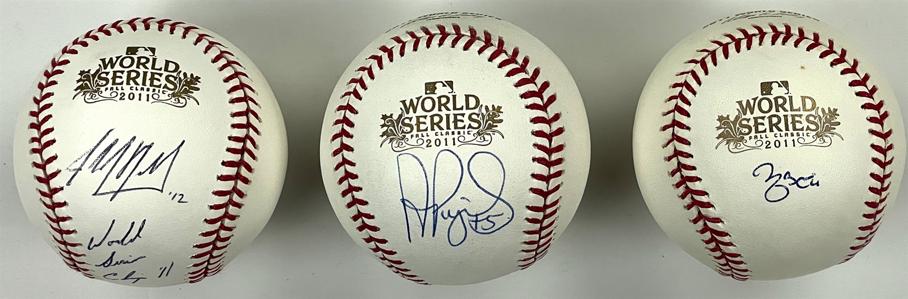 2011 World Series Official Baseballs Signed by St. Louis Cardinals Albert Pujols, Yadier Molina and John Mozeliak (Beckett)