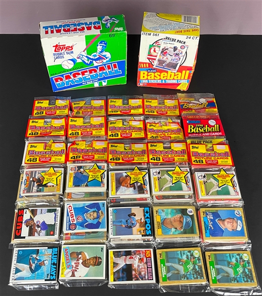 1980s Topps, Fleer and Donruss Unopened Pack Collection of 54