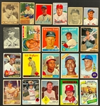 1940s-1970s Baseball Shoebox Collection of 57 different Including Topps, Bowman, Leaf, Red Man and Others