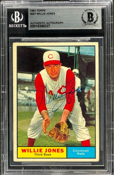 1961 Topps #497 Willie Jones Signed - Beckett Encapsulated