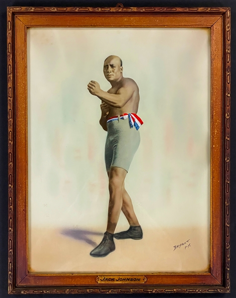 1910s Oversized Hand-Tinted Jack Johnson Photograph