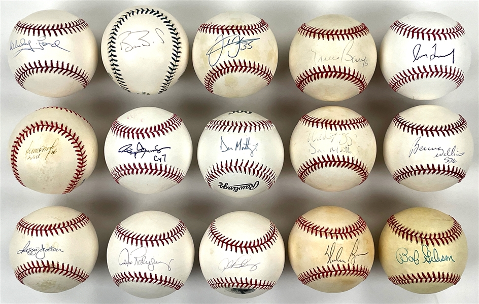 Significant Hall of Famer and Superstars Single Signed Baseball Collection of 27 (Beckett)