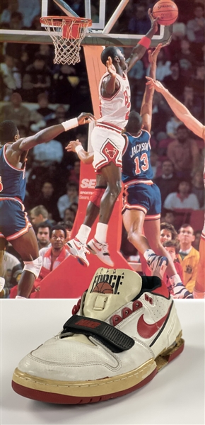 Michael Jordan Signed Game Worn 1988 Nike "Air Alpha Force" Shoe - With Video of Jordan Awarding and Signing the Shoe (BAS)