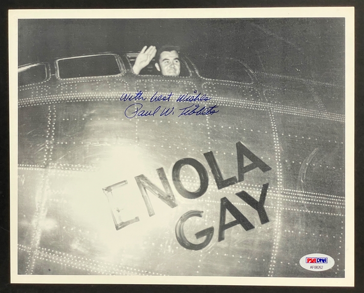 Enola Gay Pilot Paul Tibbets Signed 8x10 Photo in The Cockpit of the Bomber (PSA/DNA)