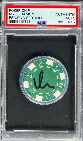 Matt Damon Signed Poker Chip (<em>Rounders</em>) (PSA/DNA Encapsulated)