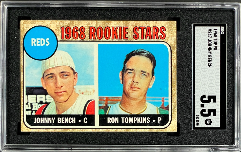 1968 Topps #247 Johnny Bench Rookie Card - SGC SGC EX+ 5.5