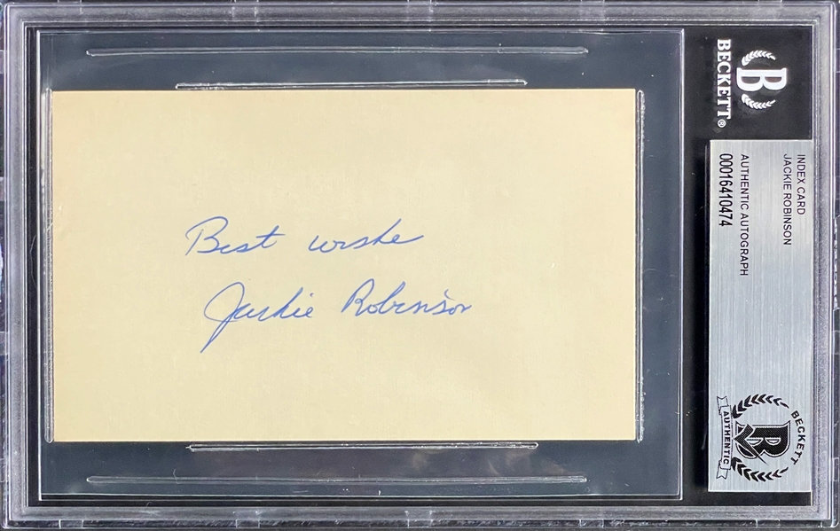 Jackie Robinson Signed Index Card (Beckett Encapsualted)