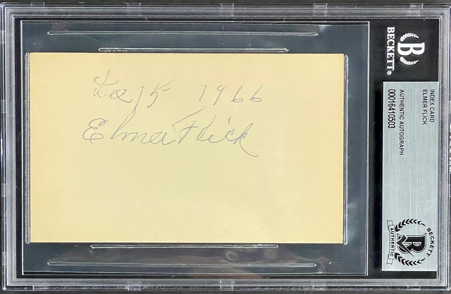 Elmer Flick Signed Index Card (Beckett Encapsualted)