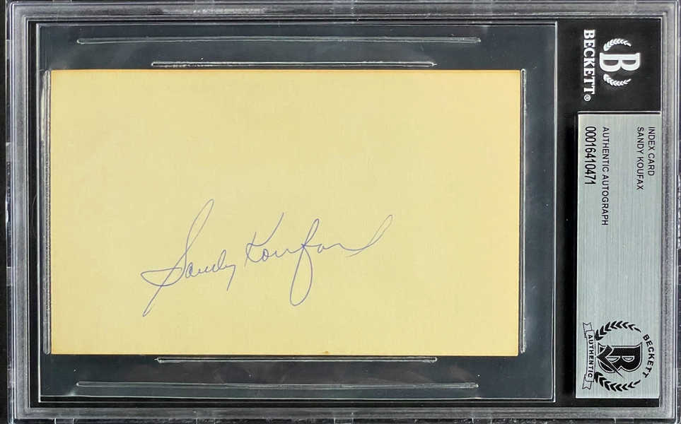 Sandy Koufax Signed Index Card (Beckett Encapsualted)