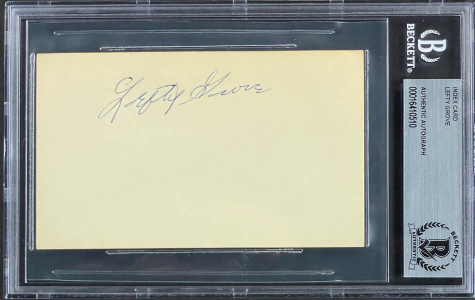 Lefty Grove Signed Index Card (Beckett Encapsualted)